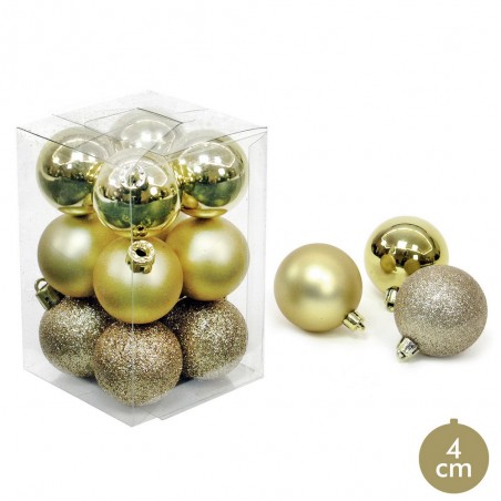 S 12 pallina d oro decorazione natalizia 4 x 4 x 4 cm