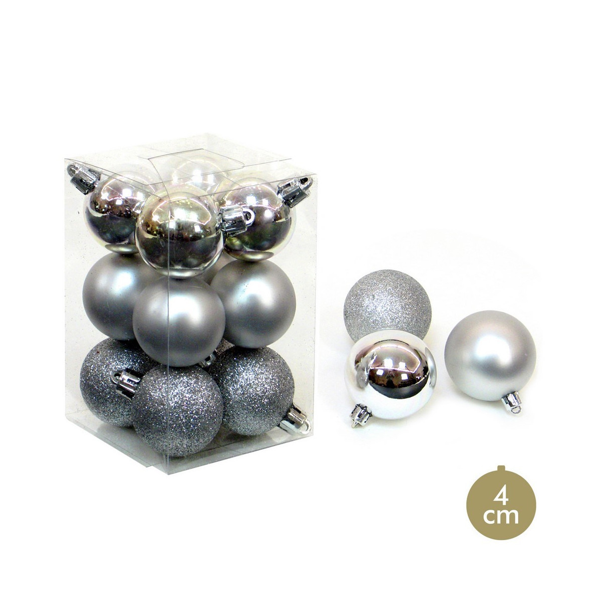 S 12 pallina d argento decorazione natalizia 4 x 4 x 4 cm