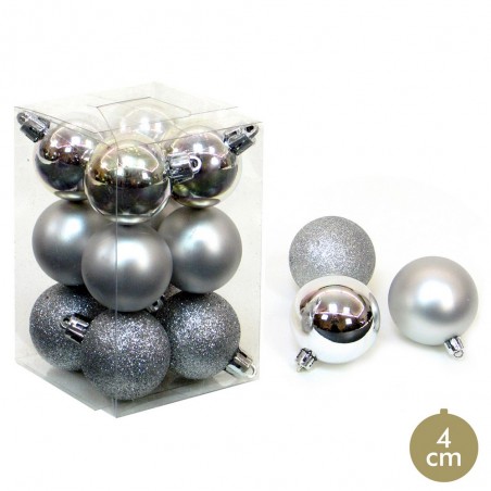S 12 pallina d argento decorazione natalizia 4 x 4 x 4 cm