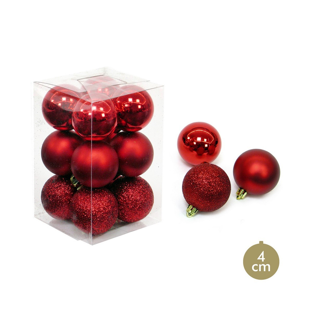 S 12 pallina rossa decorazione natalizia 4 x 4 x 4 cm