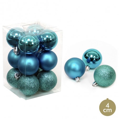 S 12 palla blu decorazione natalizia 4 x 4 x 4 cm