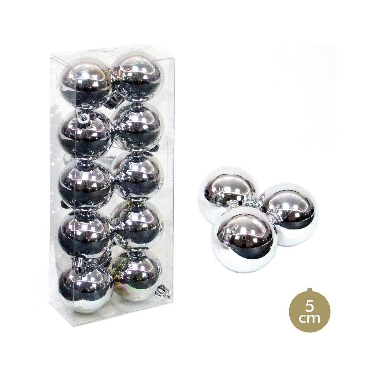 S 10 pallina glitter argento 5 x 5 x 5 cm