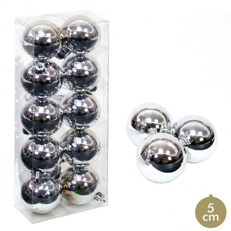 S 10 pallina glitter argento 5 x 5 x 5 cm