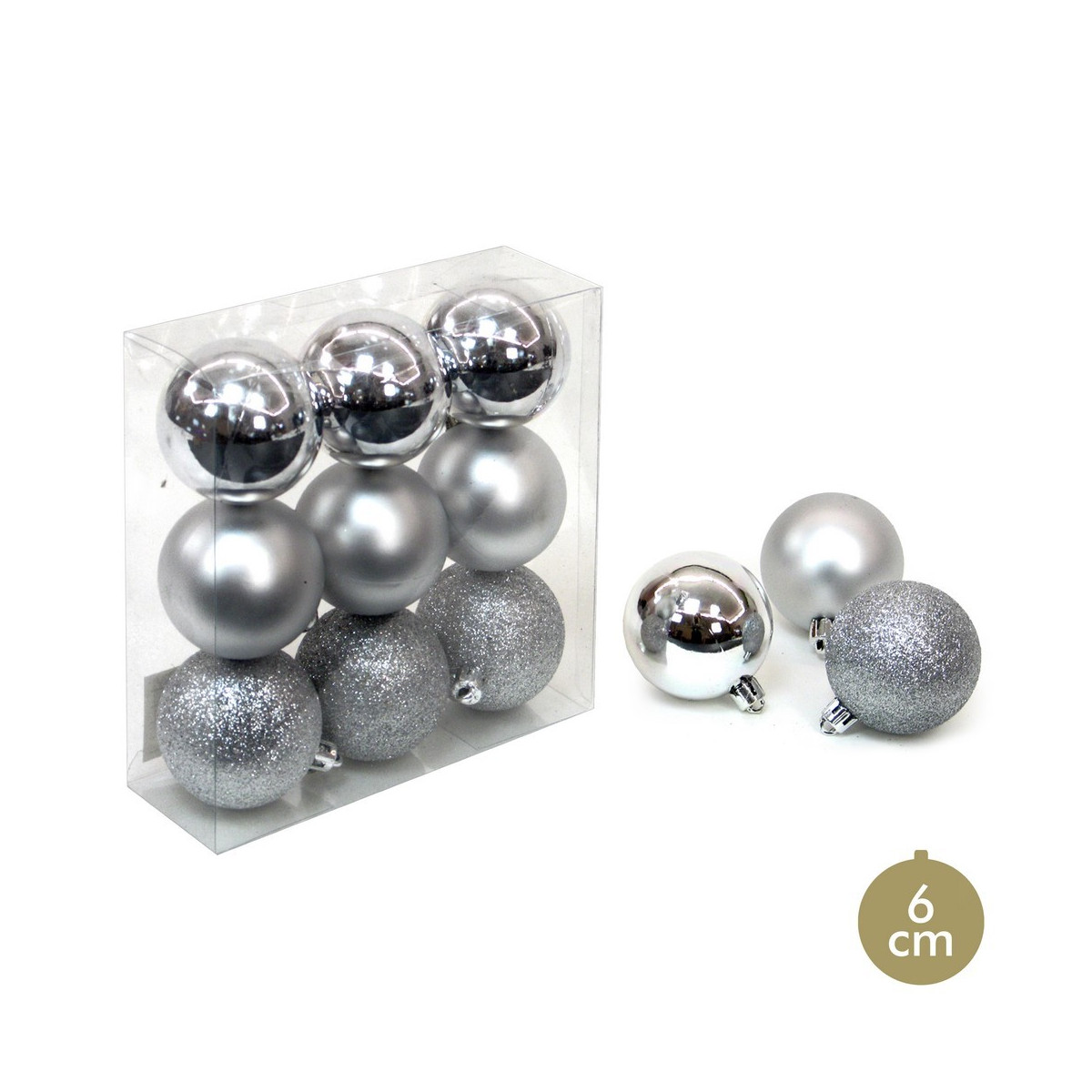 S 9 pallina d argento decorazione natalizia 6 x 6 x 6 cm