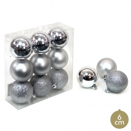 S 9 pallina d argento decorazione natalizia 6 x 6 x 6 cm