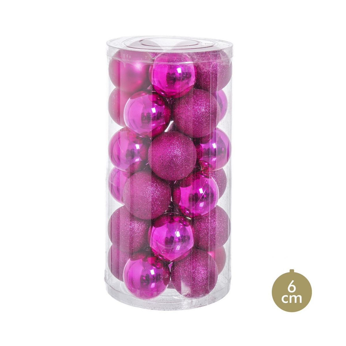 S 30 palline lucide opache glitter fucsia 16 x 16 x 31 cm