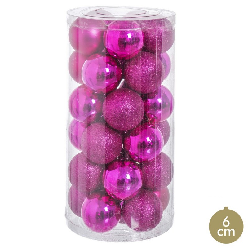 S 30 palline lucide opache glitter fucsia 16 x 16 x 31 cm