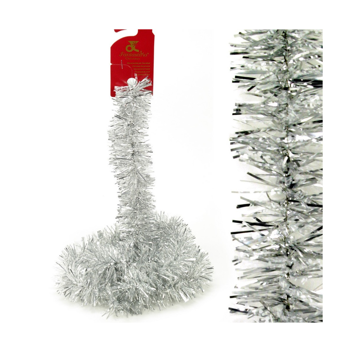 Mini boa di neve argento decorazione natalizia 150 x 5 x 5 cm