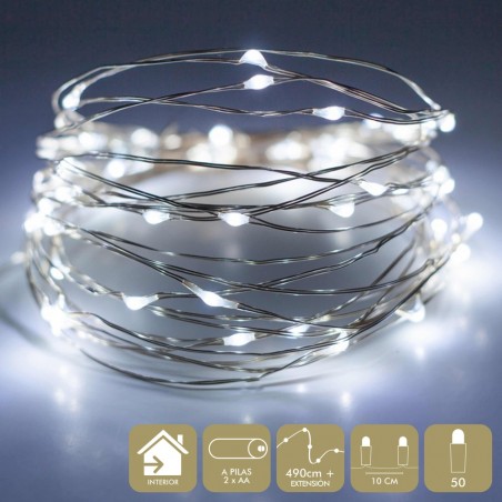 Micro Led 50 Luci Metallo Bianco