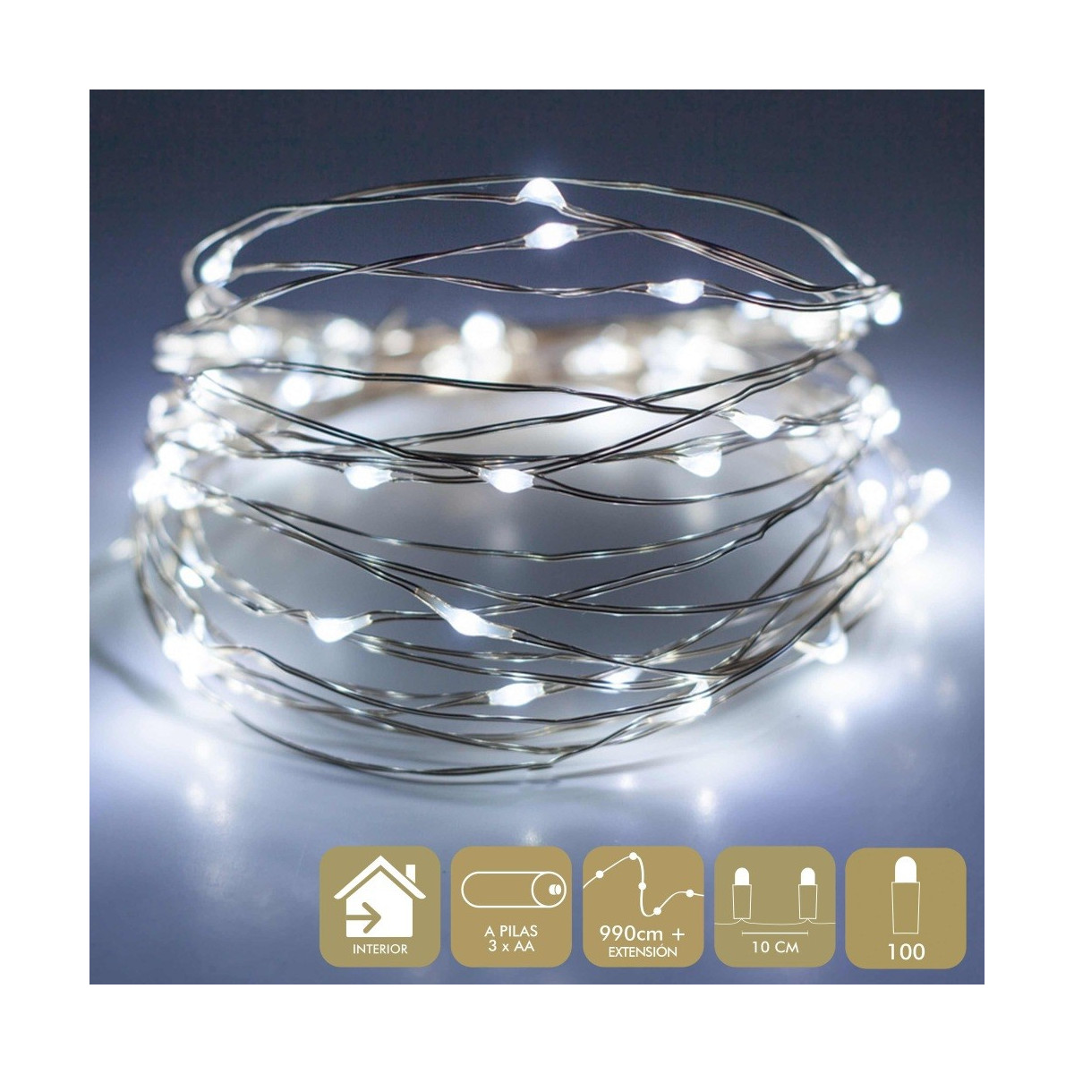 Micro led 100 luci metallo bianco