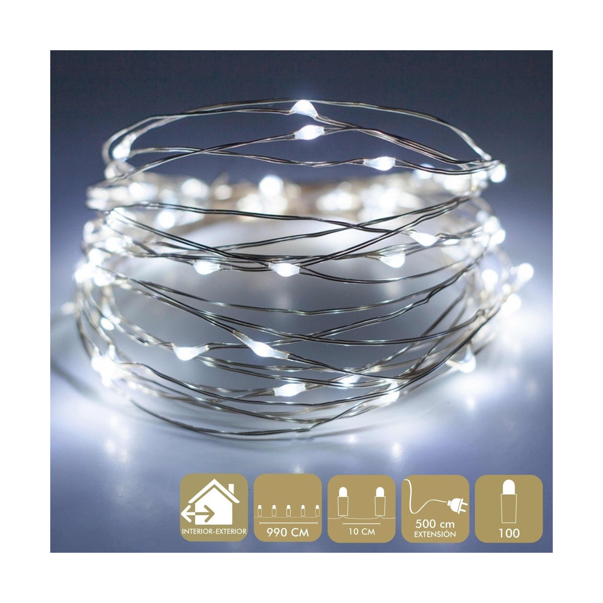 Micro led 100 luci metallo bianco