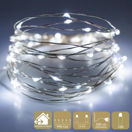 Micro Led 100 Luci Metallo Bianco