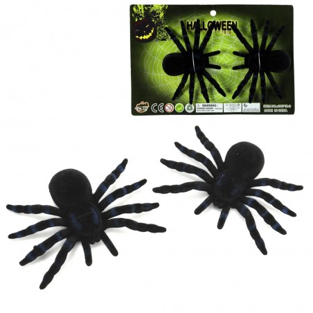 S 2 ragno in plastica floccata nera 10 x 7 cm