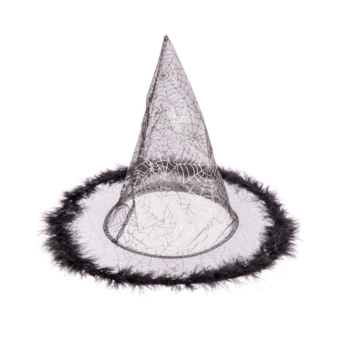 Cappello da strega piume nere 32 x 32 x 32 50 cm