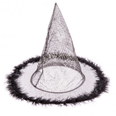 Cappello da strega piume nere 32 x 32 x 32 50 cm
