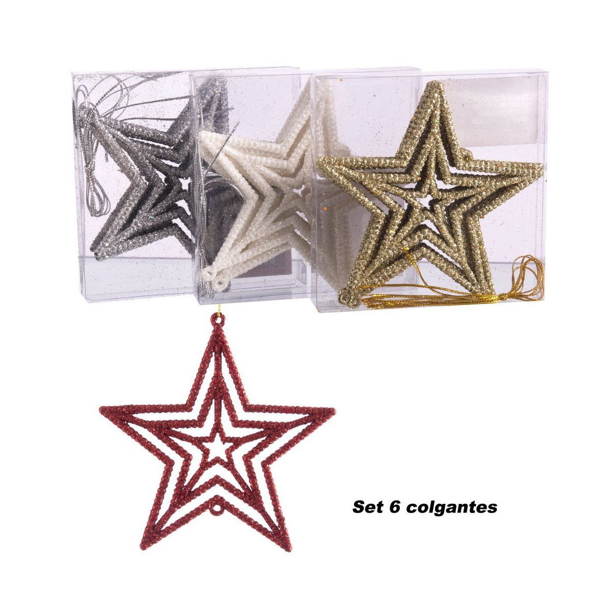 S 6 pendente stella plastica 4 c 11 x 11 cm