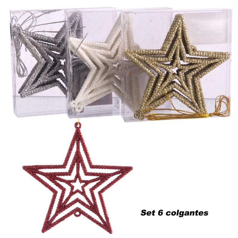 S 6 pendente stella plastica 4 c 11 x 11 cm