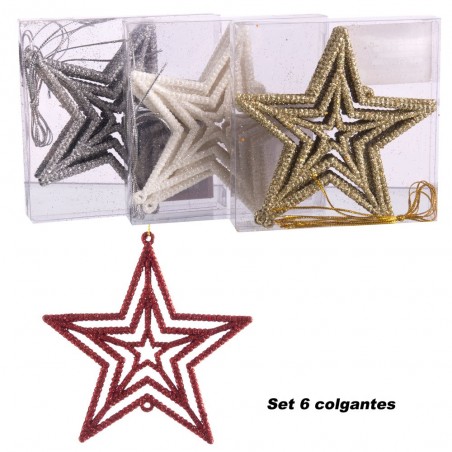 S 6 pendente stella plastica 4 c 11 x 11 cm
