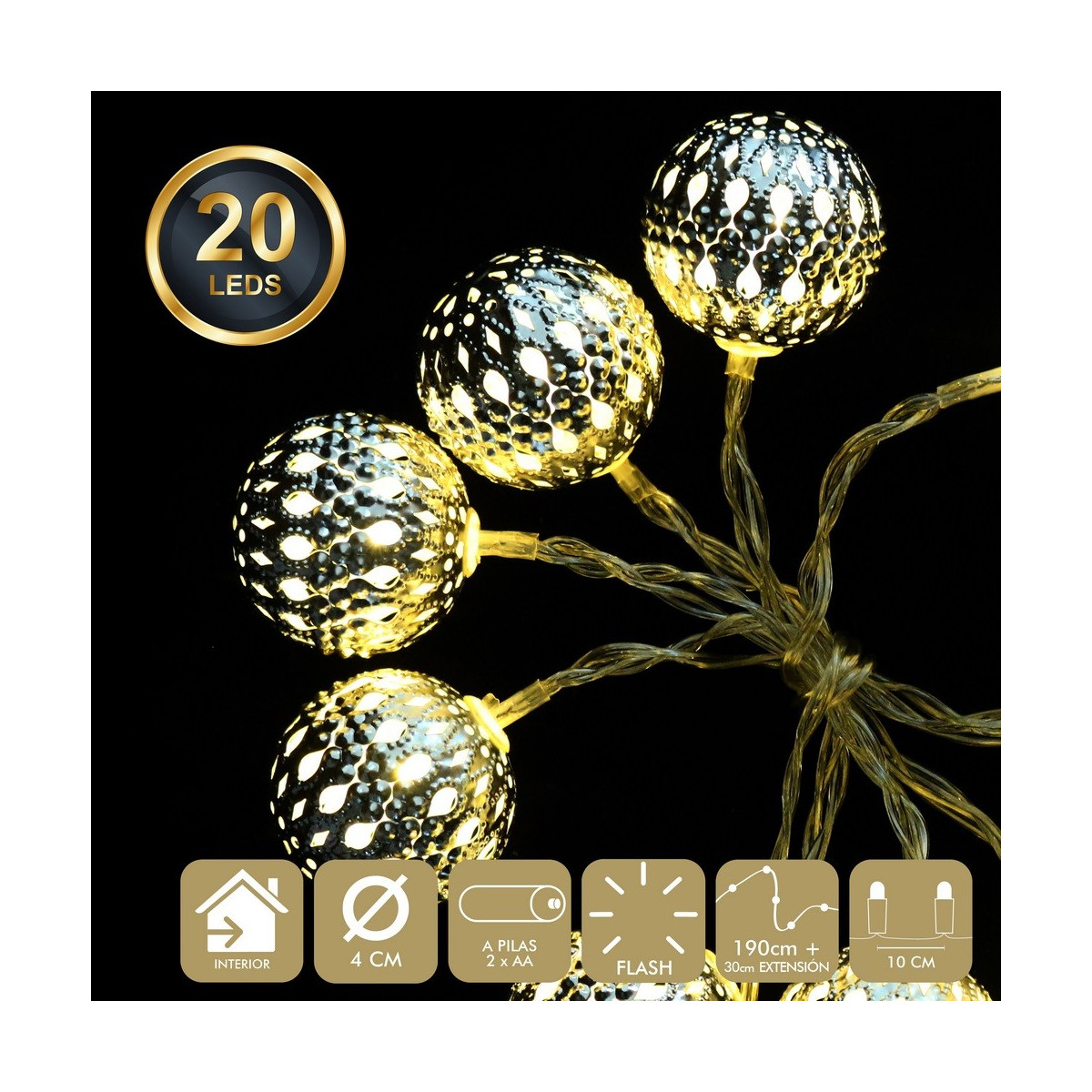 20 luci led flash calde
