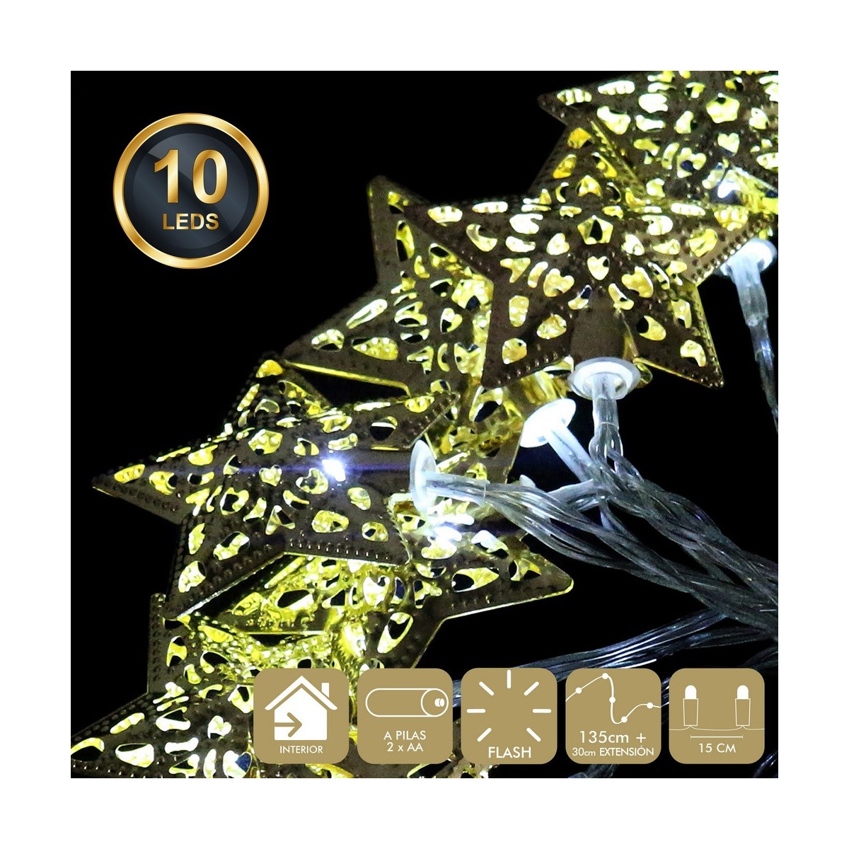 10 luci led flash bianche