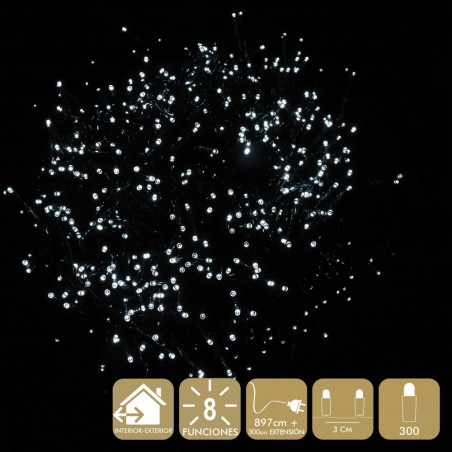 300 luci led 8 funzioni bianco