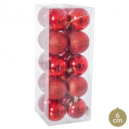 S 20 palline di perle di plastica rosse 6 x 6 x 6 cm