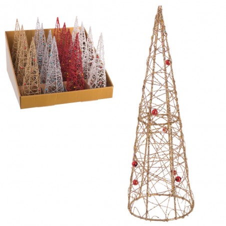 Albero cono in metallo 4 c decorazione natalizia 6 50 x 6 50 x 20 cm