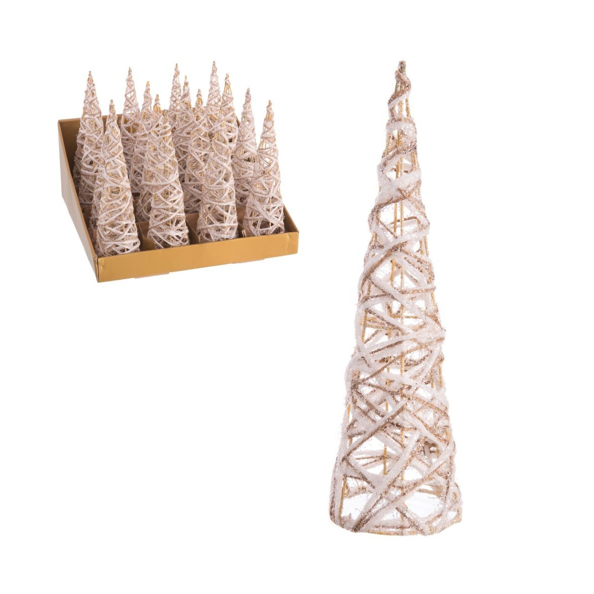 albero metallo bianco decorazione natale 7,50 x 7,50 x 25 cm