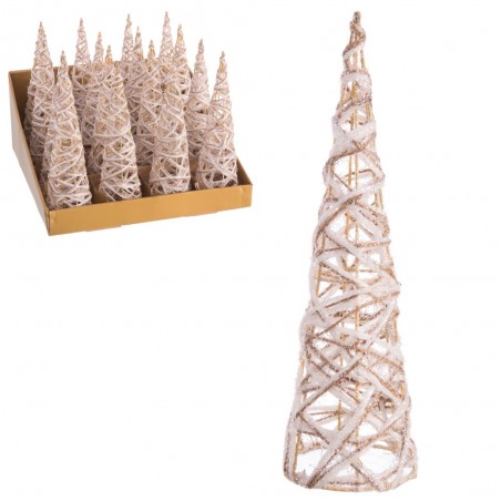 albero metallo bianco decorazione natale 7,50 x 7,50 x 25 cm