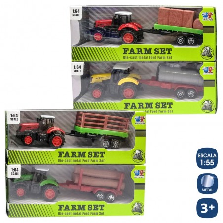 Trattore Con Rimorchio In Metallo 16 Cm