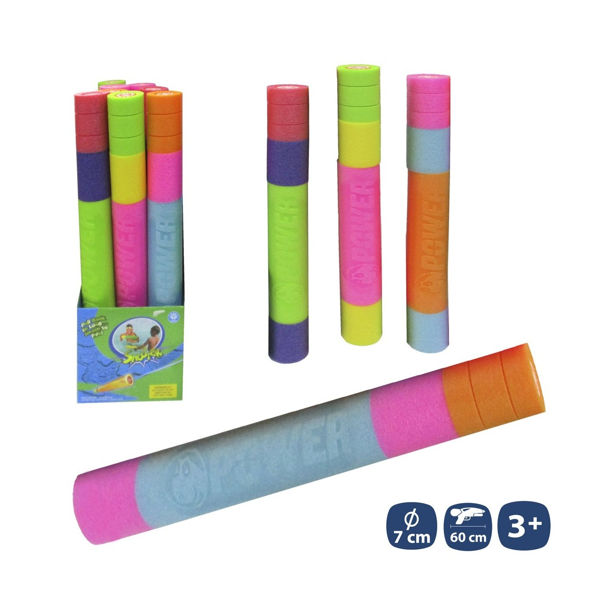 Pistola ad acqua arcobaleno foam 4 c 60 x 7 cm