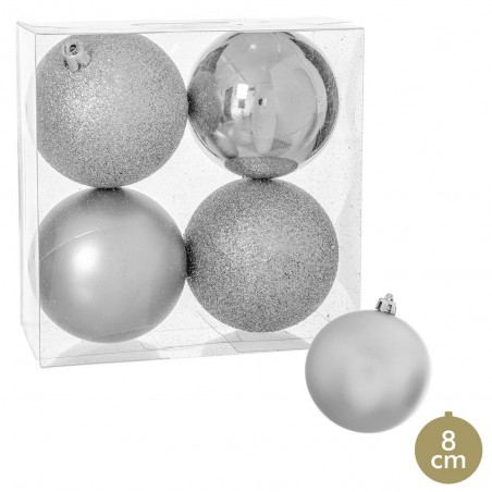 S 4 palline glitterate opache 8 x 8 x 8 cm