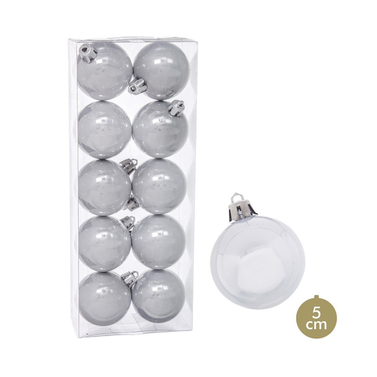 10 palline perla plastica argento 5 x 5 x 5 cm