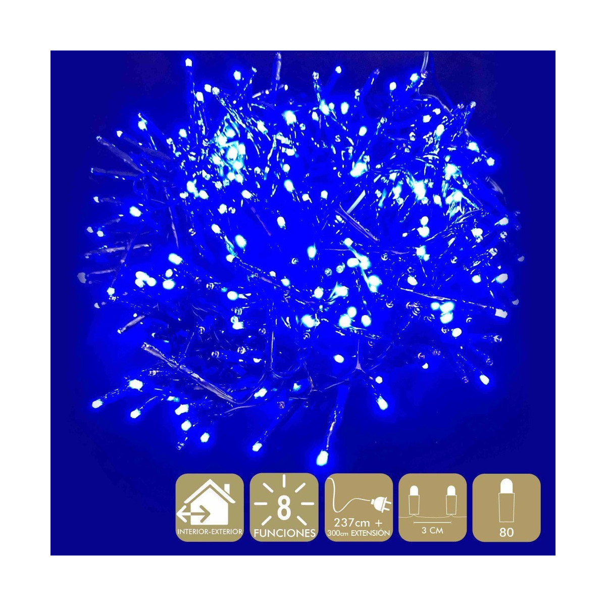 80 luci led 8 funzioni blu