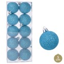 S 10 palline di plastica blu glitter 5 x 5 x 5 cm