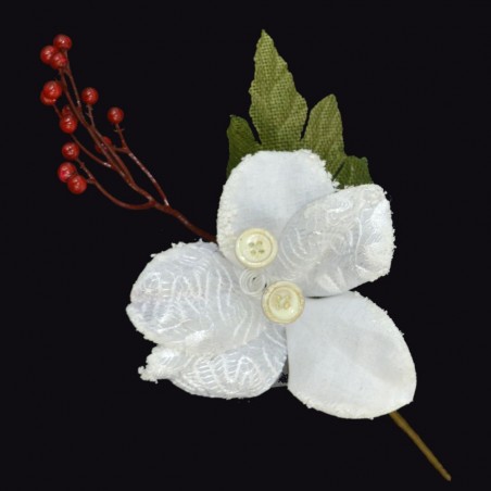 Decorazione natalizia in canna intrecciata bianca 12 x 22 cm