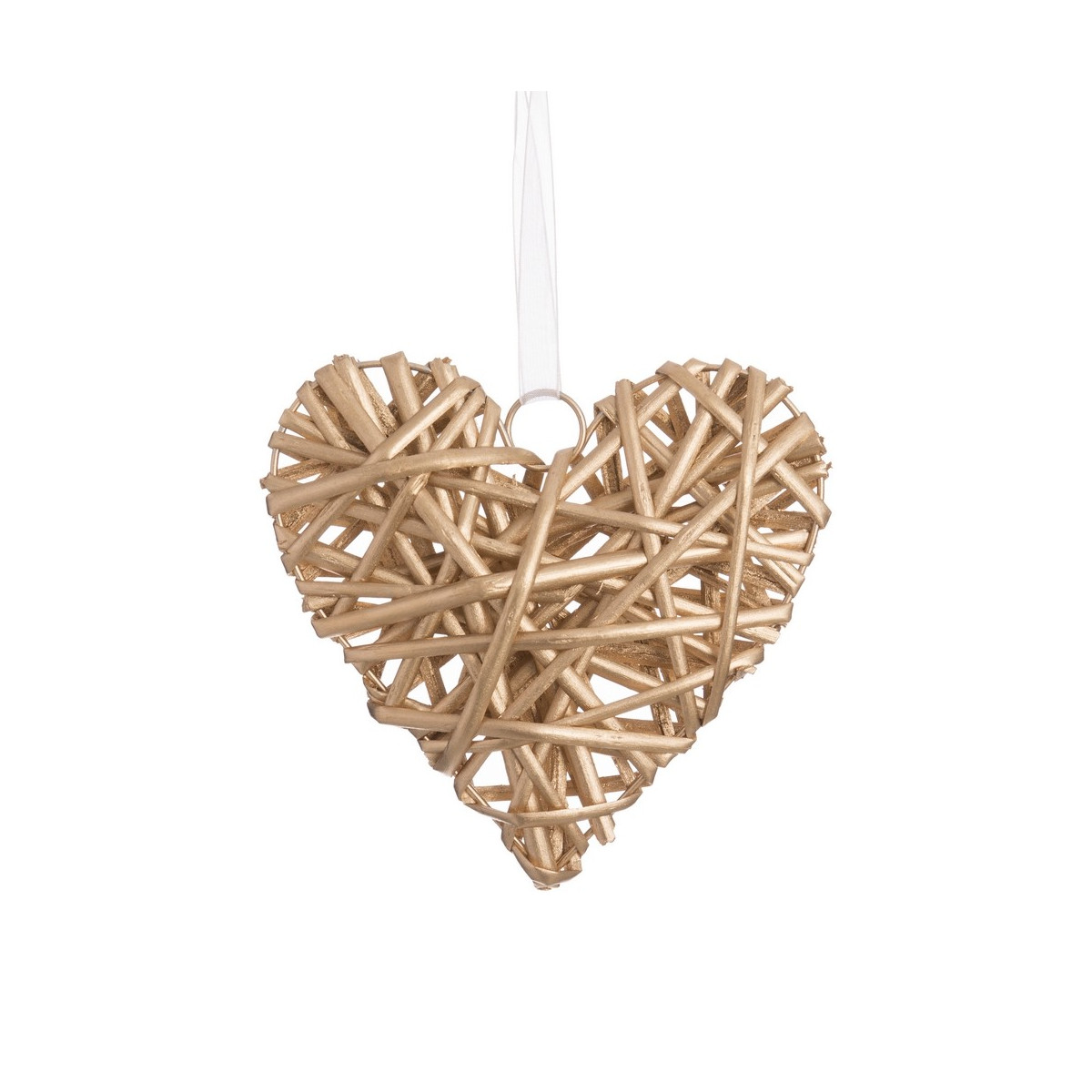 Cuore in vimini oro 15 x 15 cm