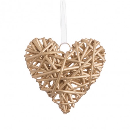 Cuore in vimini oro 15 x 15 cm