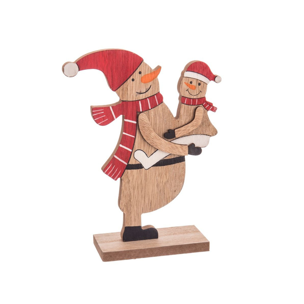 Pupazzo di neve base in legno 14,50 x 5 x 18,50 cm
