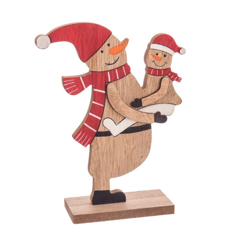 Pupazzo di neve base in legno 14,50 x 5 x 18,50 cm