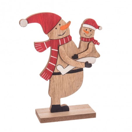 Pupazzo di neve base in legno 14,50 x 5 x 18,50 cm