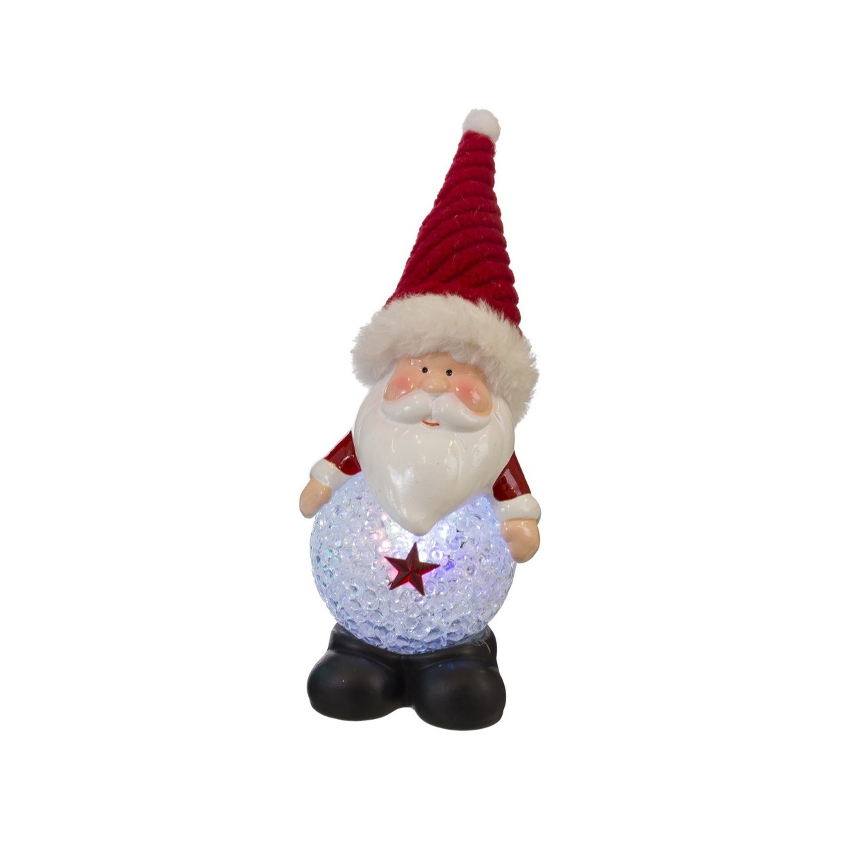 Babbo Natale con luce LED in ceramica 6,20 x 5,70 x 15 cm