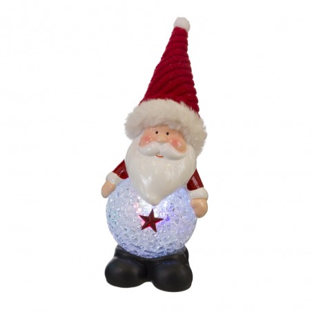 Babbo Natale con luce LED in ceramica 6,20 x 5,70 x 15 cm