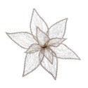 Poinsettia con clip in organza oro 25 cm