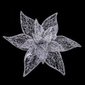 Poinsettia con clip organza argento 30 cm