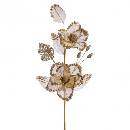 Ramo 2 poinsettia tessuto oro
