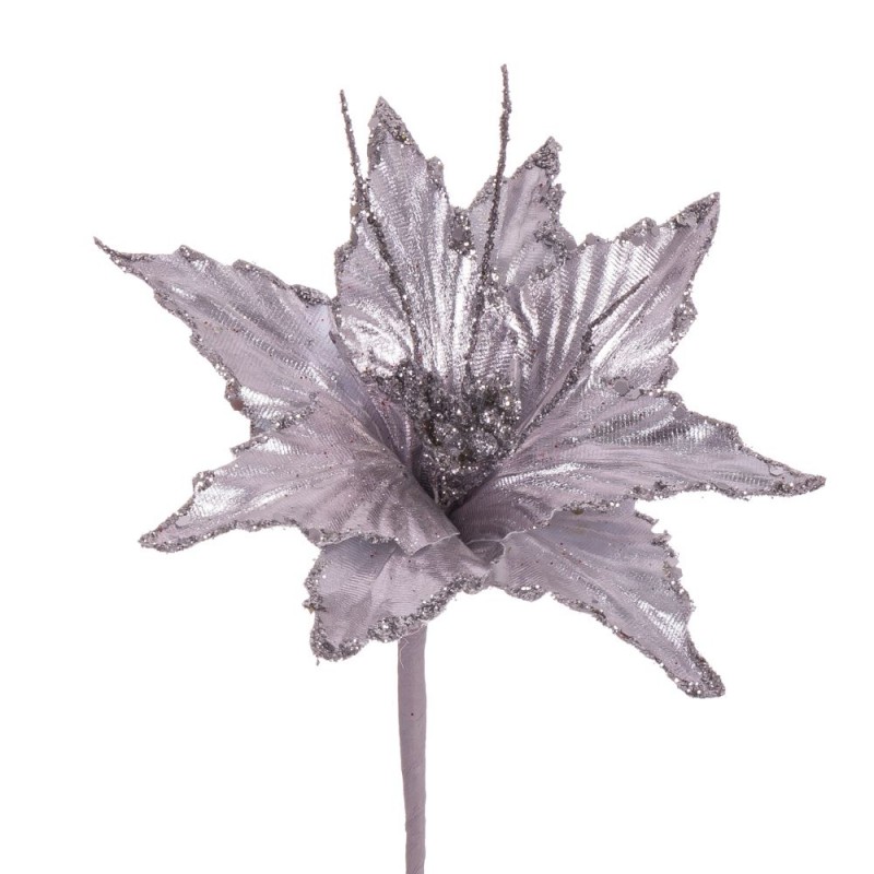 Poinsettia tessuto argento