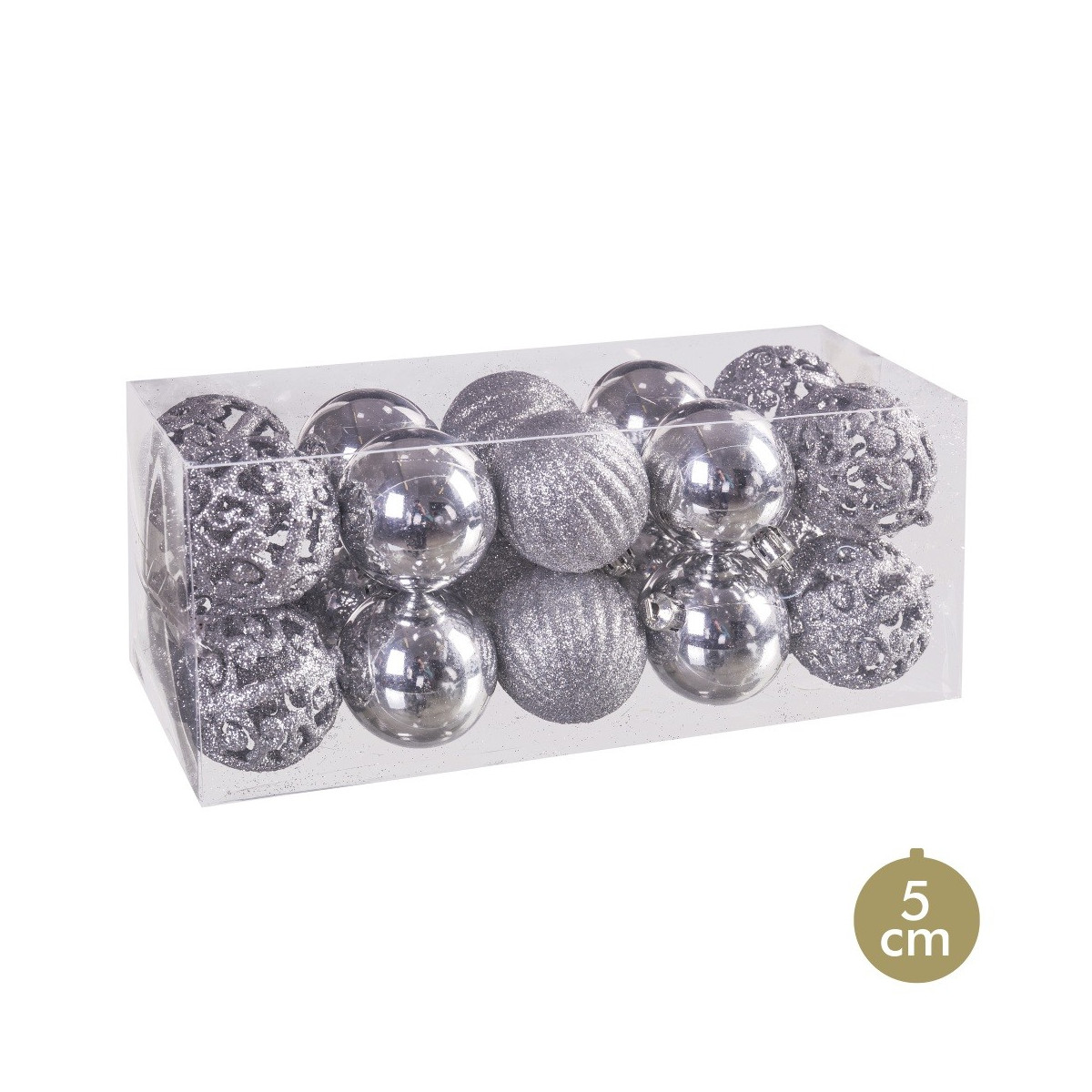 S 20 palline forme argento 5 x 5 x 5 cm