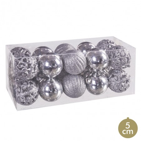 S 20 palline forme argento 5 x 5 x 5 cm