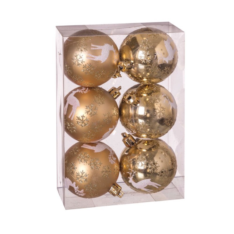S 6 palle cervo oro 6 x 6 x 6 cm